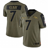 Nike Denver Broncos 7 John Elway 2021 Olive Salute To Service Limited Jersey Dyin,baseball caps,new era cap wholesale,wholesale hats